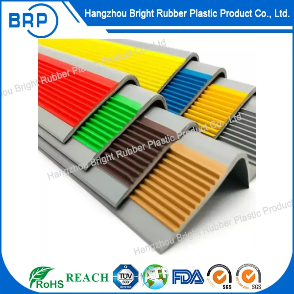 Non-Slip PVC Rubber L-Shaped Corner Guard Staircase Threshold Strip Moulded Step Edge Trim Strips For Slip Resistant Stair