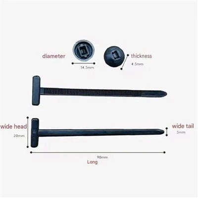 Black Nylon T-Head Cable Ties With Wide Tail – 90mm X 4.5mm
