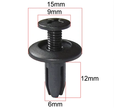 Multi-Material Plastic Push Pin Retainer Clips - 12mm Push Rivet For Auto Door Panel & Trim Upholstery (Nylon/PA66, POM, PE)